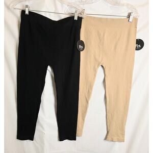 Lot of 2 Fct with love Basics Leggings 1 Black 1 Tan Women's Size Large NWT